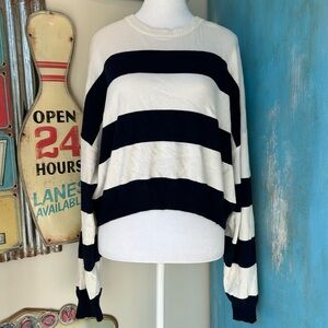 Garage Navy and White Striped Sweater